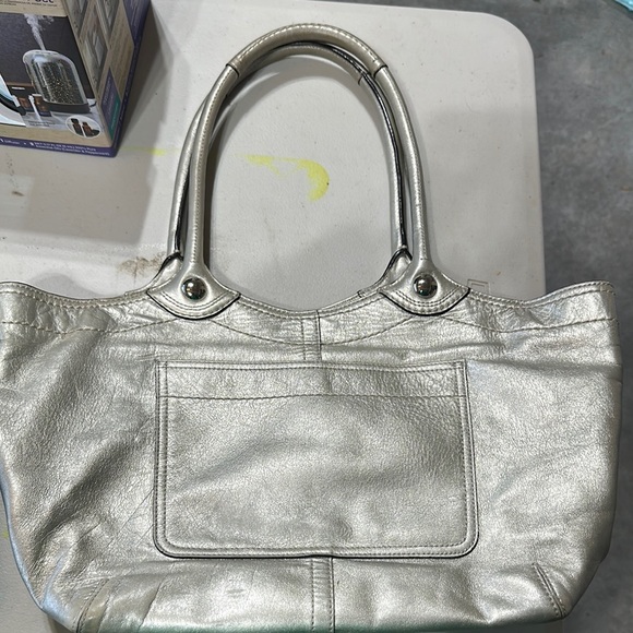 Coach Silver Metallic Tote with Double Handles - Picture 2 of 4